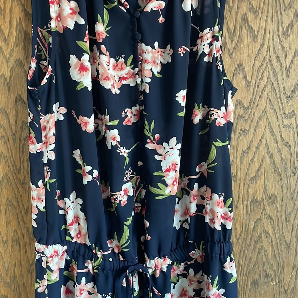 Navy & Pink‎ Floral Dress - Picture 2 of 4